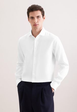 Seidensticker Businesshemd SEIDENSTICKER Schwarze Rose, Herren, Gr. XXL (45), normale &Auml;rmell&auml;ngen, weiss (wei&szlig;), 100% Baumwolle, unifarben, tailored fit, 2-Knopf-Ma