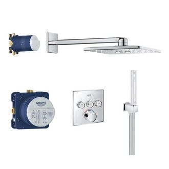 GROHE SmartControl Regendoucheset Inbouw - hoofddouche rechthoekig 31cm - 2 functies - handdouche staaf 1 stand - chroom