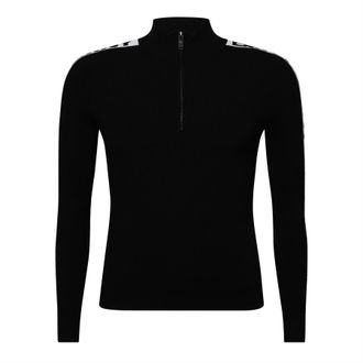 DKNY Womens DKNY Long Sleeve 1/4 Zip Logo Sweater in Black