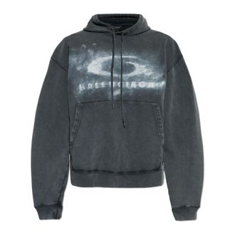 Balenciaga Hoodies, male, Gray, Size: M Washed Crayon Loop Oversized Hoodie