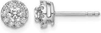 Diamond2Deal 14K White Gold 1/2 ct Lab Grown Diamond Round Halo Stud Earrings VS Clarity, G-H Color