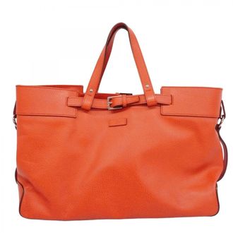 Gucci Red Color Leather Tote Bag (Pre-Owned)