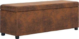 vidaXL Vidaxl - Banco Con Espacio De Almacenaje 116 Cm Ante Sint&eacute;tico Marr&oacute;n