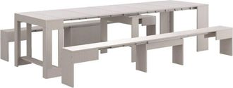 Dmora Dmora - Banco Quedan, Juego De 2 Asientos Para Mesa De Comedor, Bancos Extensibles, 290x25h45 Cm, Blanco