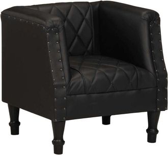 vidaXL Vidaxl - Poltrona a Pozzetto Nera in Vera Pelle di Capra