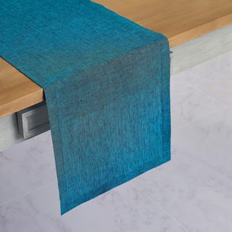 Solino Home Linen Table Runner for Dining Table, Holiday and Everyday Table Decor - Athena in Chambray Teal at Nordstrom, Size Large