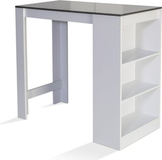 IDMarket Tavolo Alto Da Bar Barth Da 2 A 4 Persone Piano Bianco Legno Grigio
