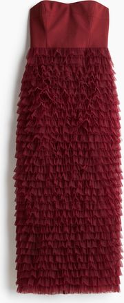 H&M Bandeau-Kleid mit T&uuml;lljupe - Dunkelrot