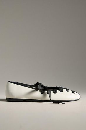 Maeve Contrast Lace-Up Ballet Flats