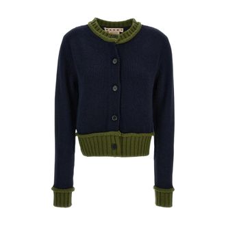 Marni Cardigans, female, Blue, Size: XS Short Square Cardigan
