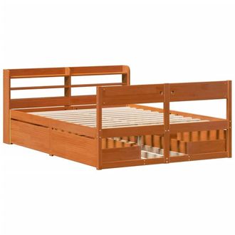 Berkfield Home Full Bed Frame without Mattress Wax Brown 160x200 cm Solid Wood Pine