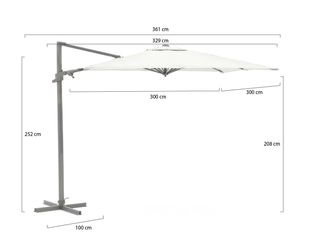 Shadowline Francisco zweefparasol 300x300cm