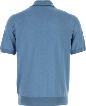 Prada Mens Virgin Wool Polo Shirt Blue