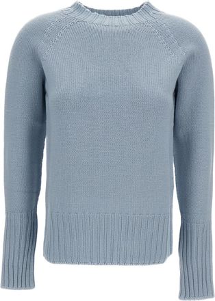 Drumohr Light Blue Raglan Merino Wool Mock-Neck Sweater