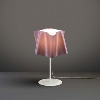 Linea Zero L&aacute;mpara De Mesa Con Base Y Tija De Metal Pantalla Folio Rosa Di&aacute;metro 25x H37 Cm