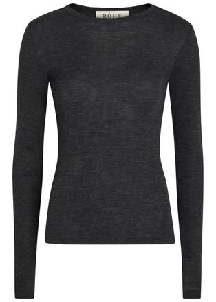 R&oacute;he Melange-knit Long-sleeve Wool top - Black - 34 (UK6 / XS)