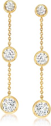 Ross-Simons Bezel-Set CZ Linear Drop Earrings in 18kt Gold Over Sterling