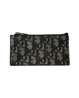 Dior Pre-owned Mens Zipped Card Holder in Beige and Black Jacquard - Multicolour Cotton - One Size