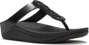 FitFlop Fino Crystal Twist T-Strap Sandal in All Black at Nordstrom Rack, Size 11
