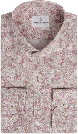 Emanuel Berg Modern Fit Dobby Luxury Cotton Dress Shirt in Medium Pink at Nordstrom, Size 46