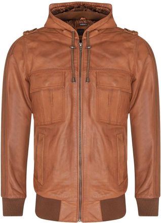 Infinity Leather Leather Hooded Bomber Jacket - Tirana