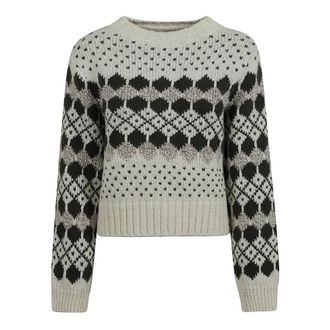 Max Mara Jacquard Wol en Kasjmier Trui - Dames - Ronde hals truien - Veelkleurig - L - Wol - Truien & Vesten
