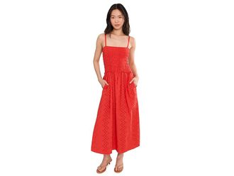 Splendid Kenzie Geo Eyelet Dress Womens Dress Scarlett : LG (Womens 10-12), Cotton