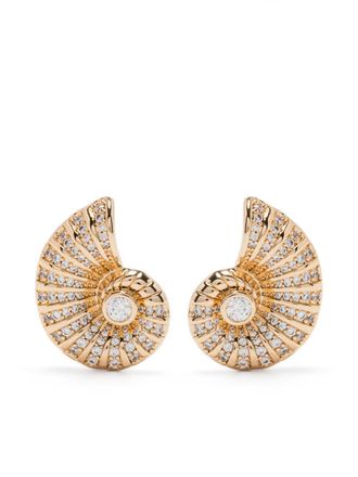 Self Portrait Crystal Shell earrings - Gold