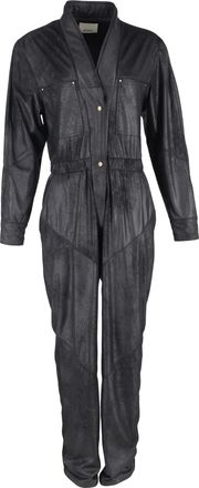 Isabel Marant Isabel Marant Junna jumpsuit met lange mouwen in zwart imitatieleer
