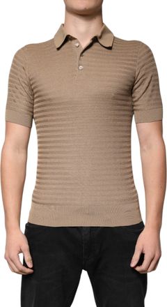 Dolce & Gabbana Mens Silk Knit Polo Brown