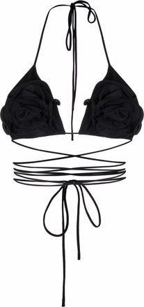 Magda Butrym floral-effect bikini top - women - Polyamide/Spandex/Elastane - 34 - Black