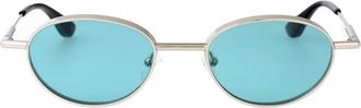 Alexander McQueen Am0523S Zonnebril met Ovale Montuur - unisex - Accessoires - Grijs - Maat: 50 MM