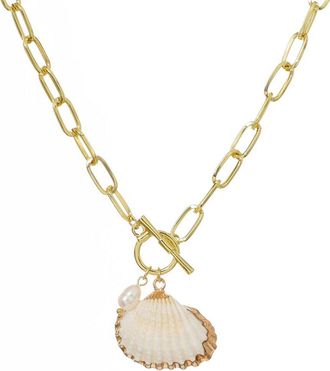 Adornia Adornia 14K Plated 6-8Mm Pearl Shell Toggle Necklace