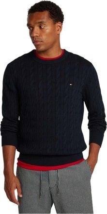 Tommy Hilfiger Heren Kabeltrui Katoen Ronde Hals (Woestijnlucht)