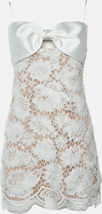 Self Portrait White Lace Bow Mini Dress