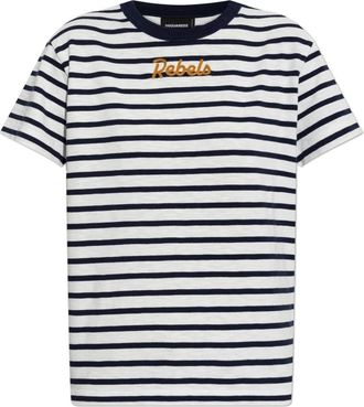 Dsquared2 Gestreept T-Shirt - Dames - T-shirts - Blauw - XS - Katoen - Tops
