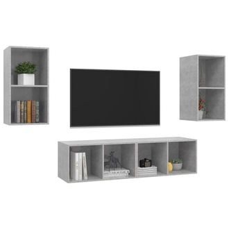 Berkfield Home Practical Wall-mounted TV Cabinets 4 pcs Concrete Grey Engineered Wood