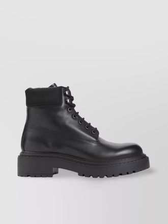 Prada chunky sole metal eyelets round toe boots