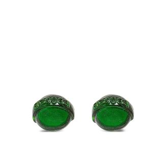 Fiorucci Groene Bol Gegraveerde Details Clip Sieraden - Dames - Oorbellen - Groen - ONE Size - Accessoires