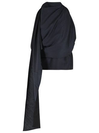 R&oacute;he Drapierte Bluse von R&oacute;he aus marineblauer Wollmischung