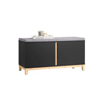SoBuy Banco Zapatero De Entrada Banco De Almacenamiento Con 2 Puertas 90 X 34 X 47 Cm Negro Fsr117-sch Sobuy Es