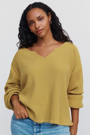 Pilcro 100% Cotton Waffle V-Neck Sweatshirt