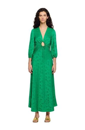 Sandro Floral jacquard maxi dress in Green at Nordstrom, Size 42 Eu