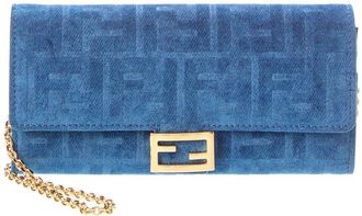 Fendi Fendi Baguette Velvet Wallet On Chain