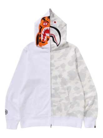 A Bathing Ape tiger shark zip-up hoodie - men - Cotton - L - White