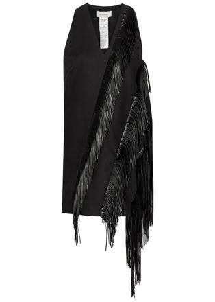 Sportmax Fringed Cotton Mini Dress - Black - 12 (UK12 / M)