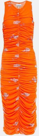 Ganni Floral ruched midi dress