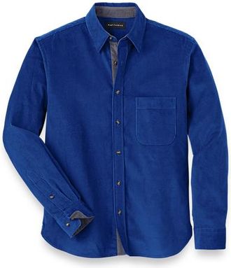 Paul Fredrick Slim Fit Cotton Corduroy Casual Shirt in Blue at Nordstrom, Size X-Large