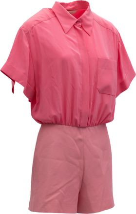 Valentino Garavani Womens Pink Shirt-Style Romper