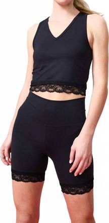 Terez Tlc Lace Trim Biker Shorts In Black